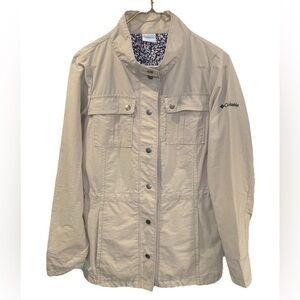 Columbia Lightweight Rain Resistant Jacket Coat with Floral Cuffs Size S Snap Up